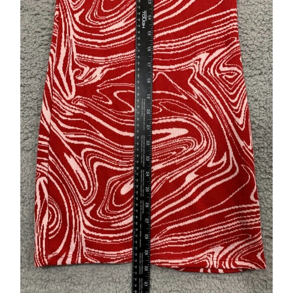 Zara Red Dress Small Jacquard Knit Sweetheart Neck Marble Swirl Conforming - Picture 9 of 14